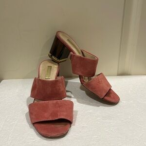 Louise et Cie suede SlipOn open toe double thick strap block heel Sandals size 6